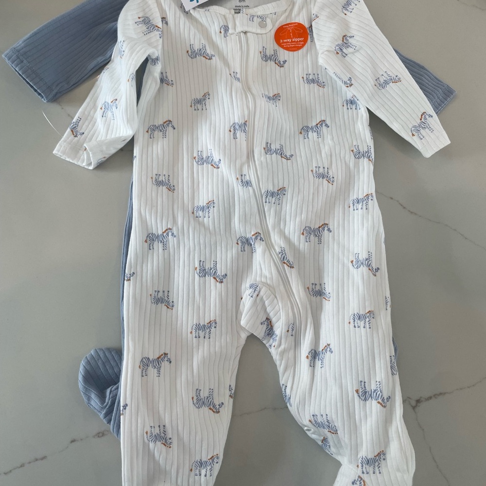 Carter's White and Blue Footies Cozy One Piece